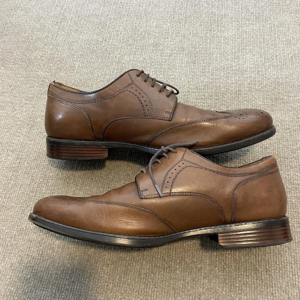 Johnston & Murphy Shoes‎ Mens Size 12 M Brown Leather Wingtip Derby Dress XC4